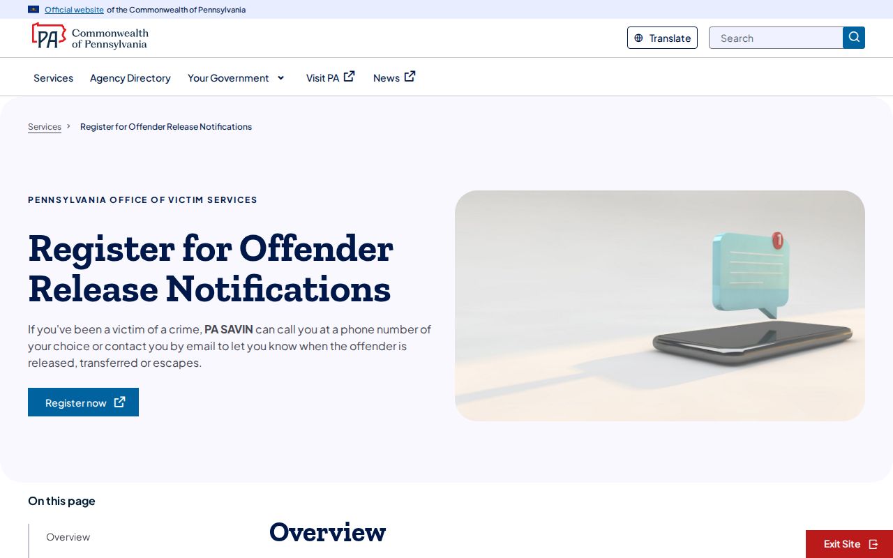 Clinton County custody and release notification record source through Pennsylvania SAVIN